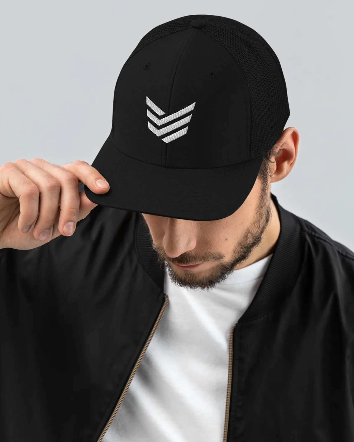 Chevron Mark Trucker, Black, view 3