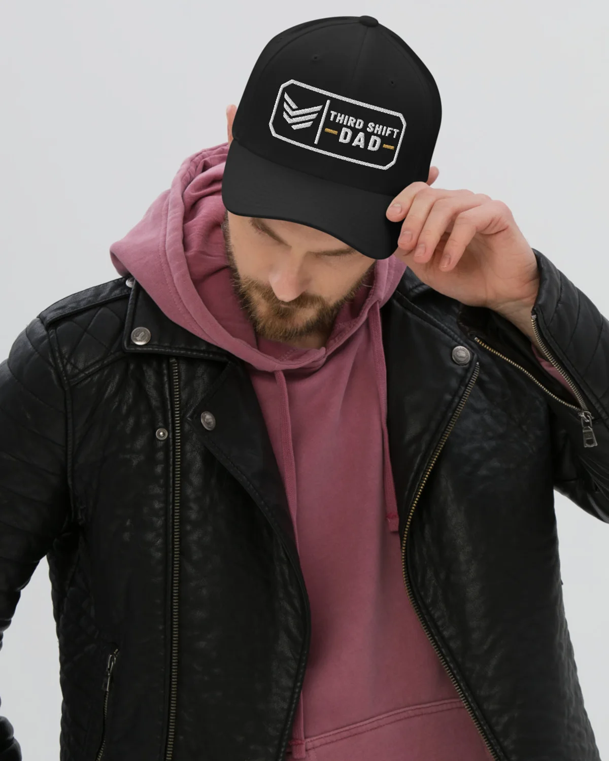 Third Shift Dad Badge Cap, Black, view 3