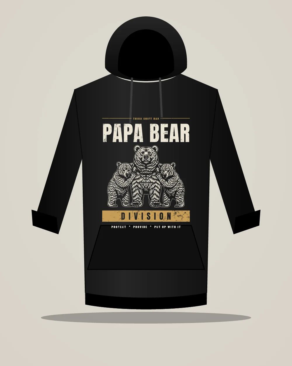 Papa Bear Division Hoodie, Black, view 4