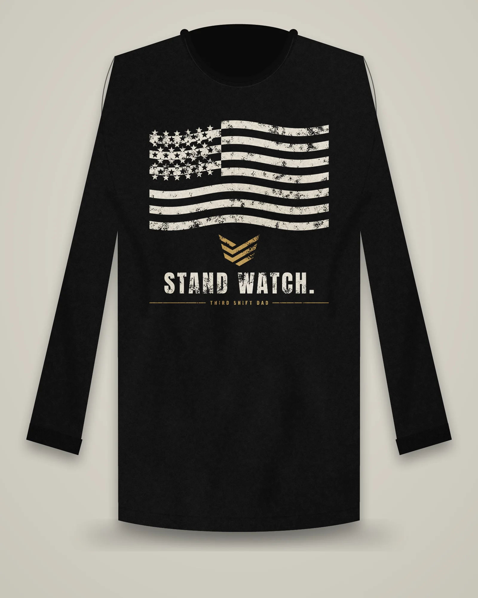 Subdued Flag Chevron Long Sleeve, Black