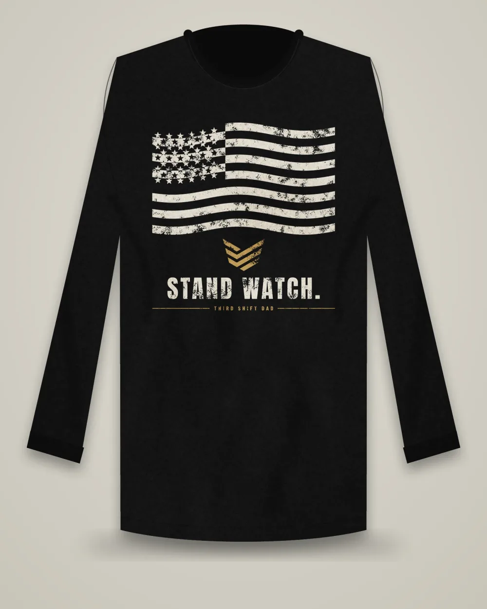 Subdued Flag Chevron Long Sleeve, Black, view 2
