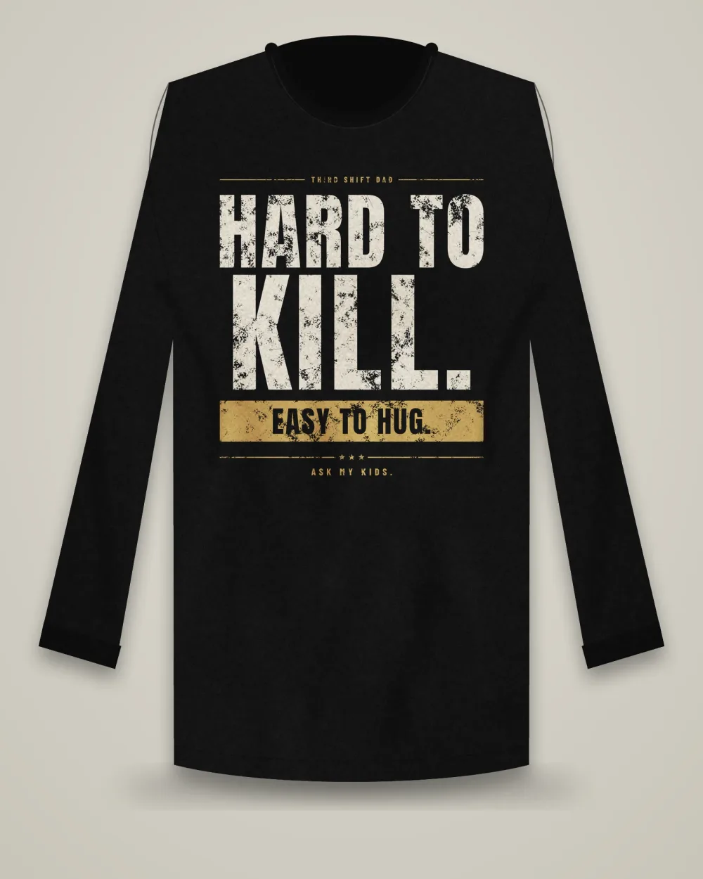 Hard To Kill. Easy To Hug. Long Sleeve, Black, view 2