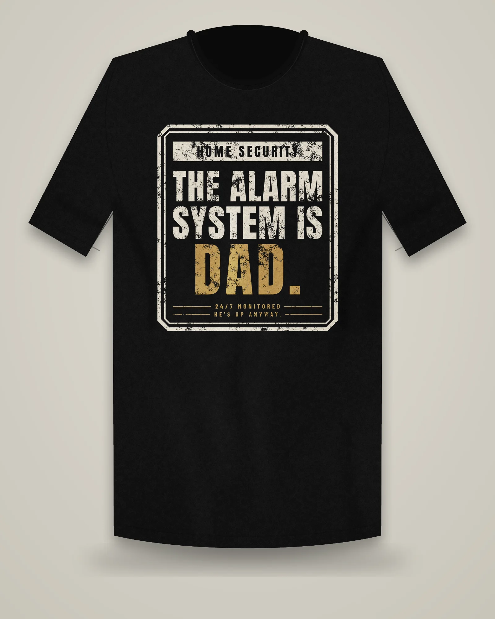 The Alarm System Is Dad Tee, Black, view 3