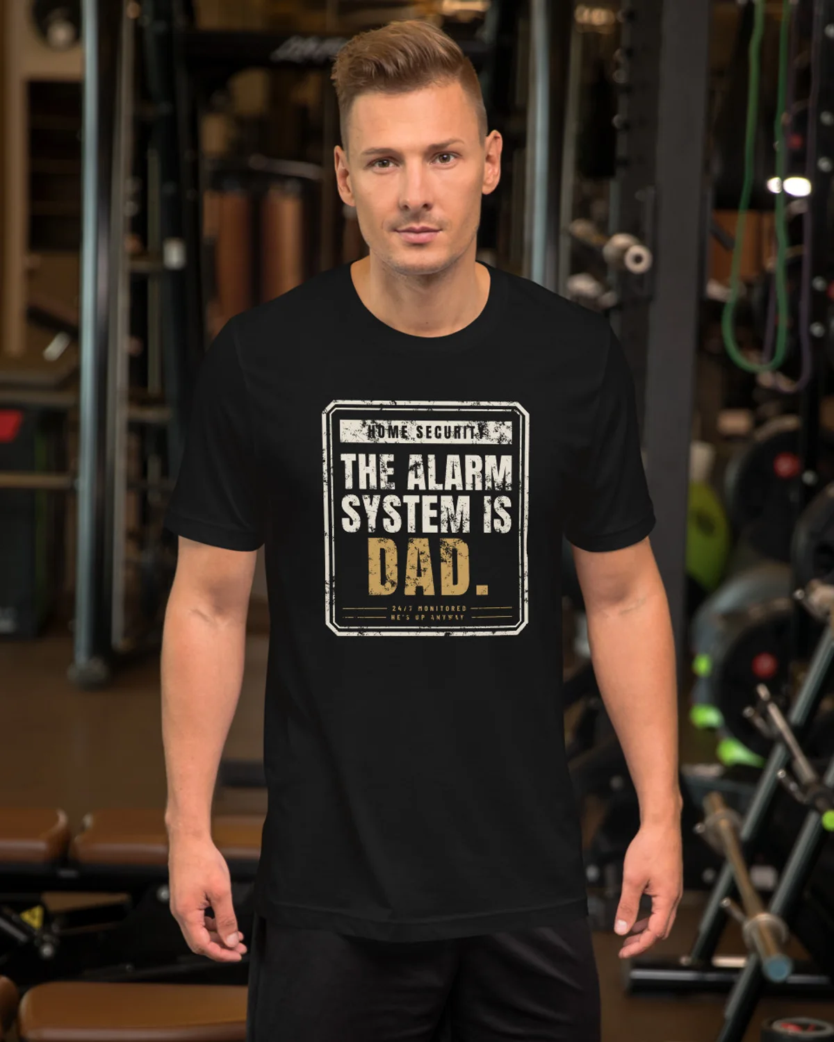 The Alarm System Is Dad Tee, Black, view 2