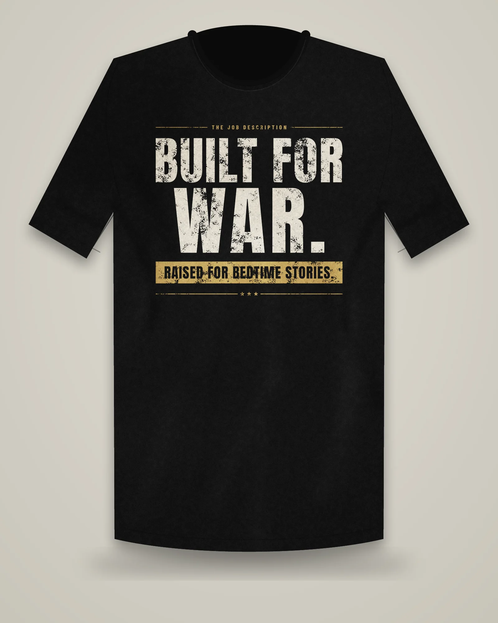 Built For War. Raised For Bedtime Stories. Tee, Black, view 3