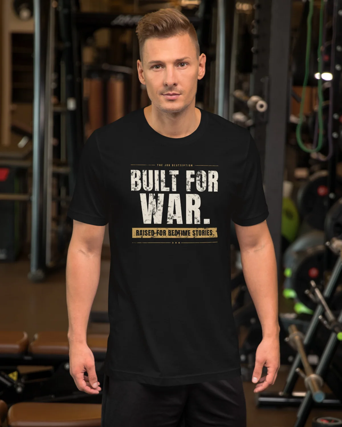 Built For War. Raised For Bedtime Stories. Tee, Black, view 2