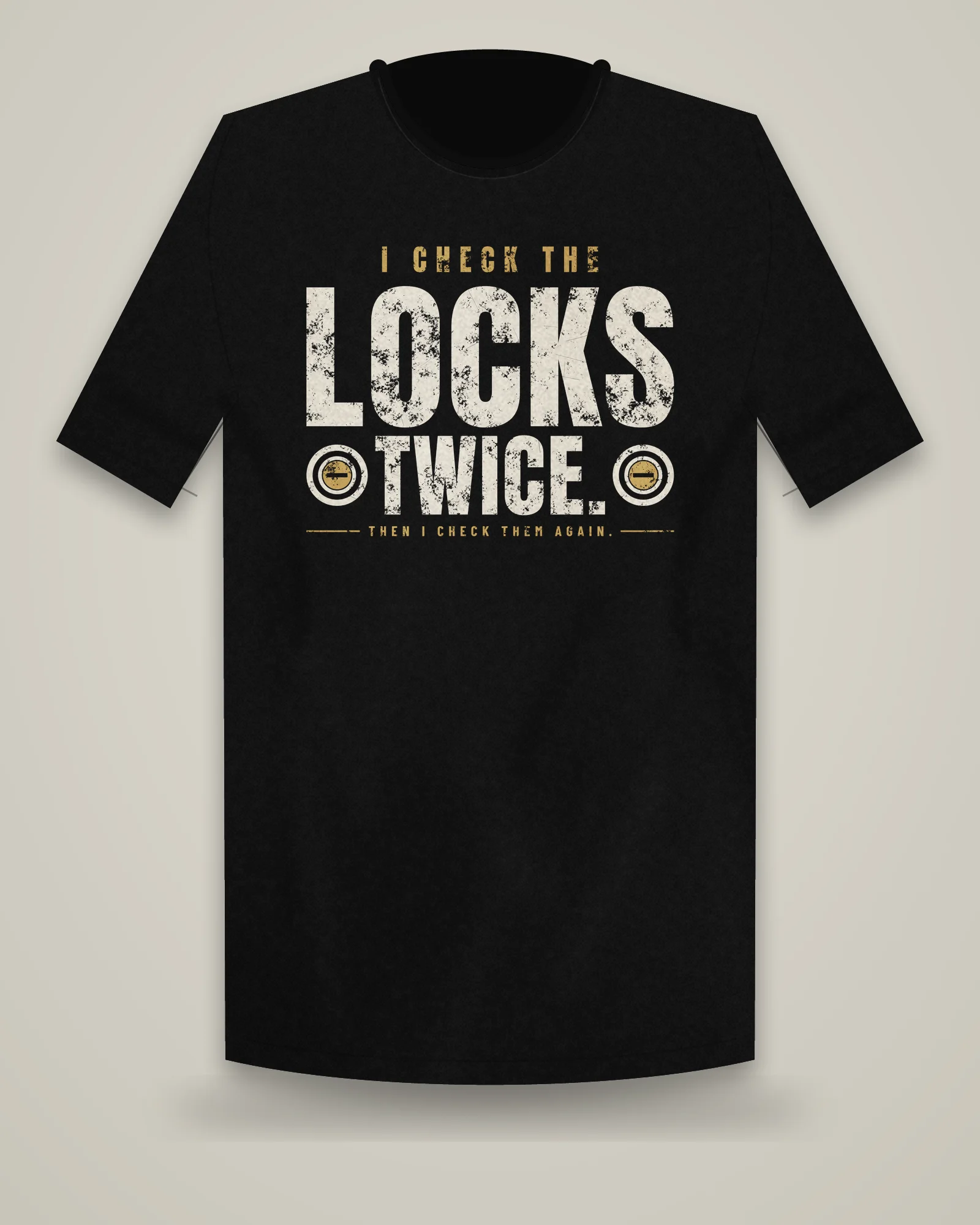 I Check The Locks Twice Tee, Black, view 3