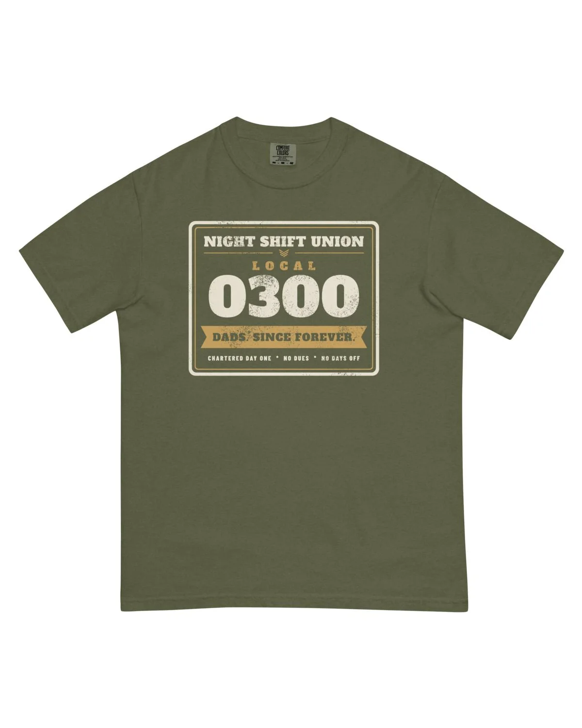 Night Shift Union Local 0300 Tee, Military Green, view 2
