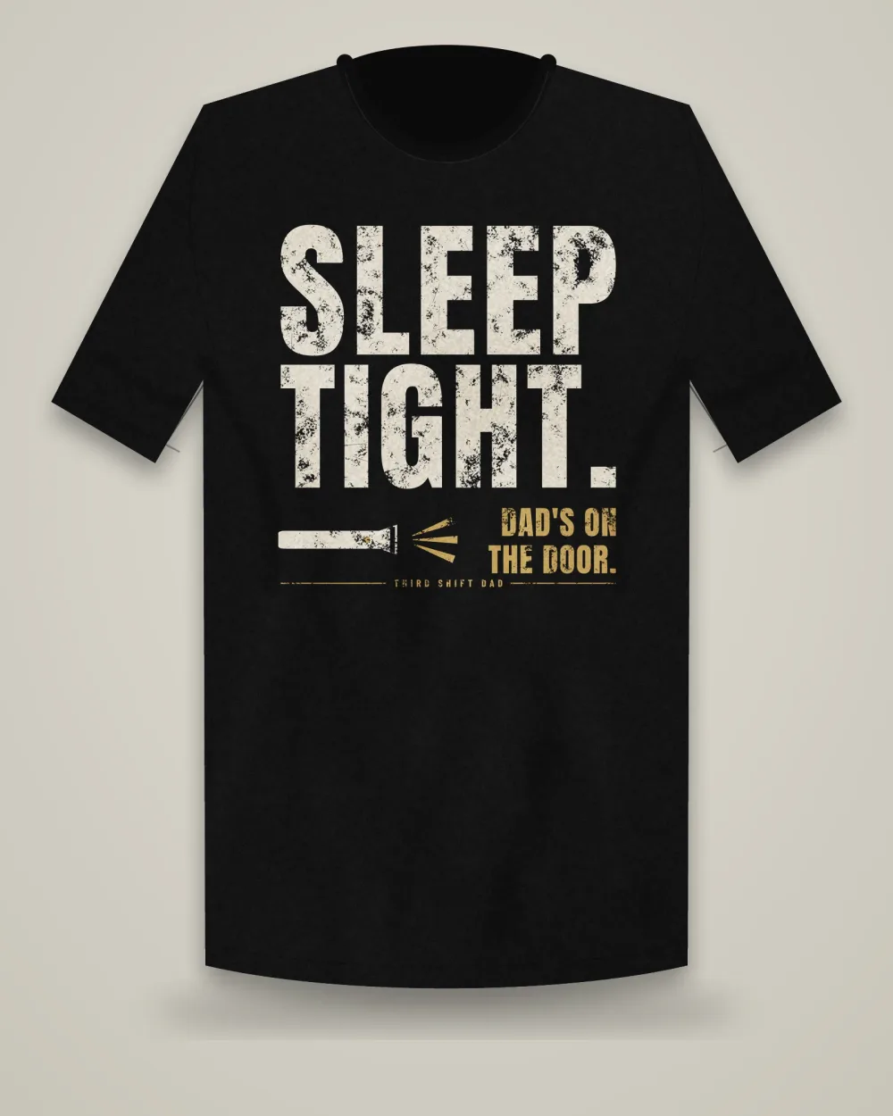 Sleep Tight. Dad's On The Door. Tee, Black, view 2