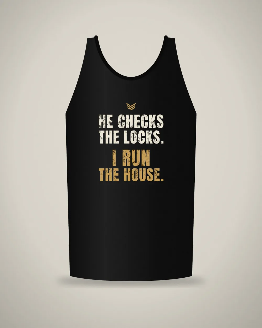He Checks the Locks Racerback Tank, Black, view 2